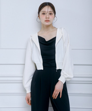 プチビジューニットパーカー