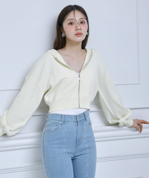 プチビジューニットパーカー 詳細画像