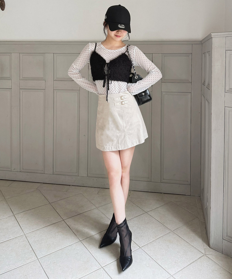 バックル付スウェードスカパン 詳細画像 オフホワイト 4