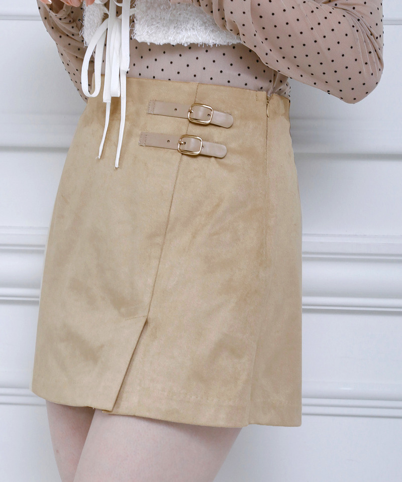 バックル付スウェードスカパン 詳細画像 キャメル 2
