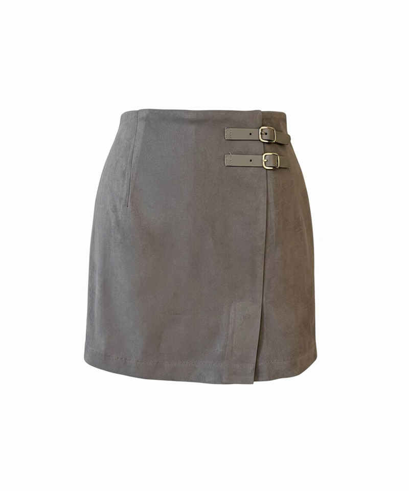 バックル付スウェードスカパン 詳細画像 グレー 1