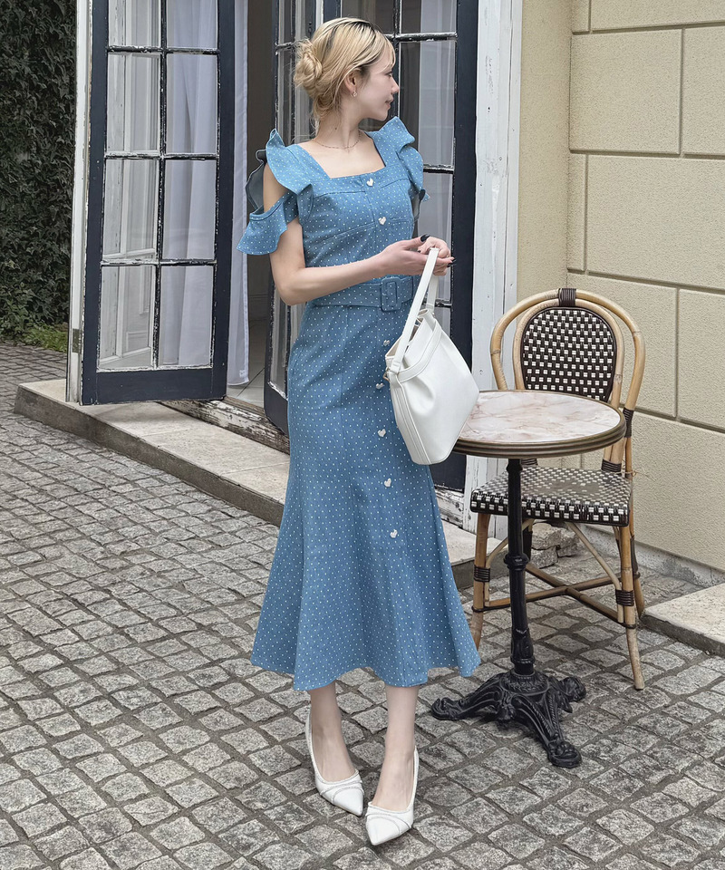 ハートボタンラッフルスリーブドットワンピース 詳細画像 ブリーチ 1