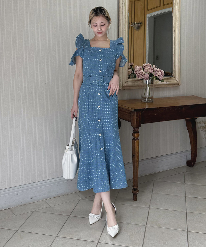 ハートボタンラッフルスリーブドットワンピース 詳細画像 ブリーチ 4