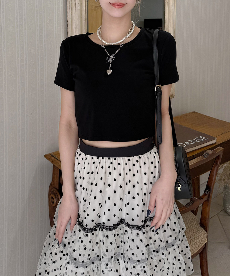 ロゴ刺しゅうコンパクトTシャツ 詳細画像 ブラック 3