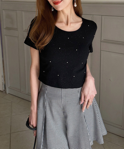 ラメビジューコンパクトTシャツ