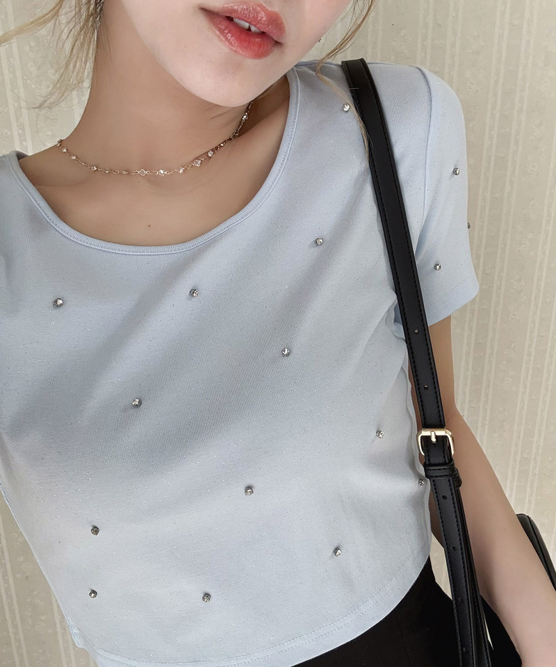 ラメビジューコンパクトTシャツ 詳細画像 ブルー 2