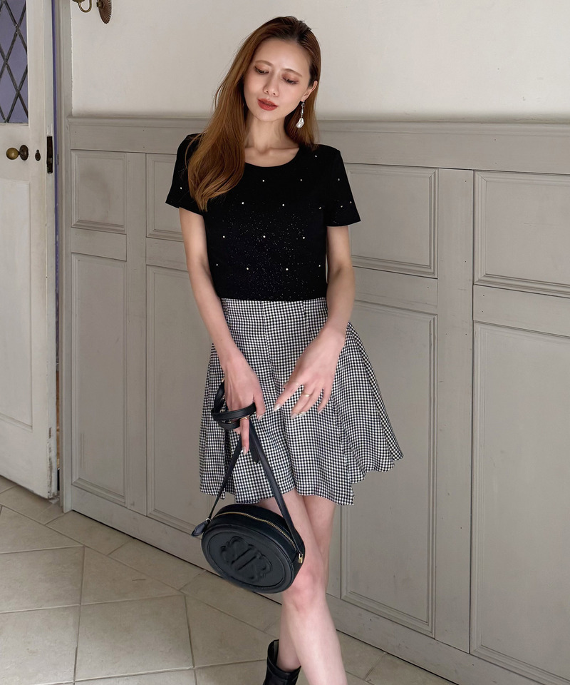 ラメビジューコンパクトTシャツ 詳細画像 ブラック 2