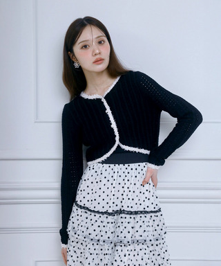 ブレードテープ透かし編みカーディガン