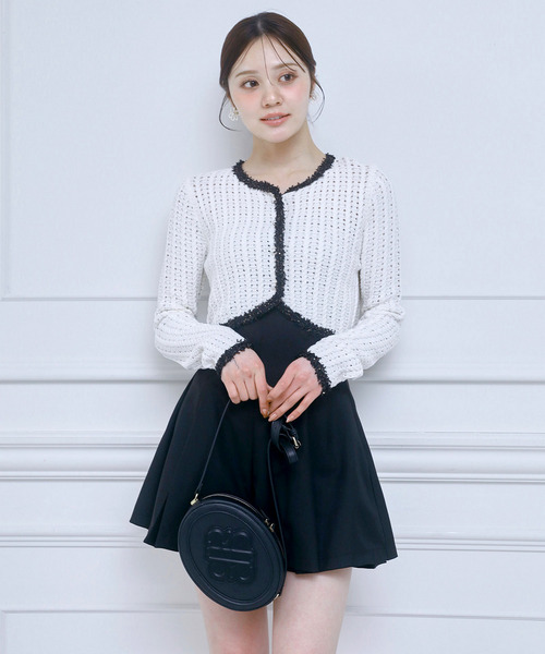 ブレードテープ透かし編みカーディガン 詳細画像