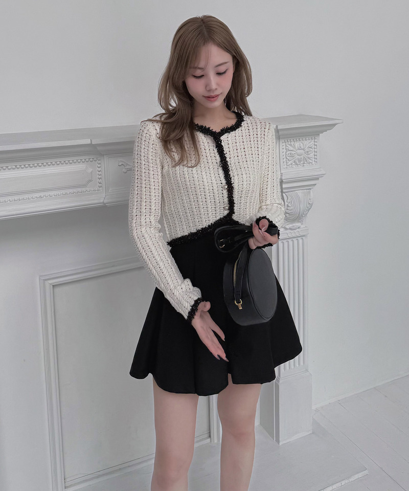 ブレードテープ透かし編みカーディガン 詳細画像 オフホワイト 4