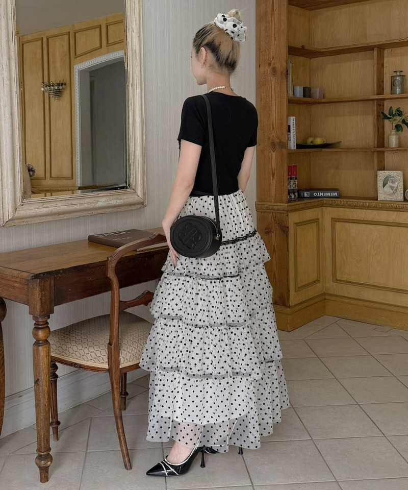 ドットシアーティアードラッフルフレアスカート 詳細画像 オフホワイト 3