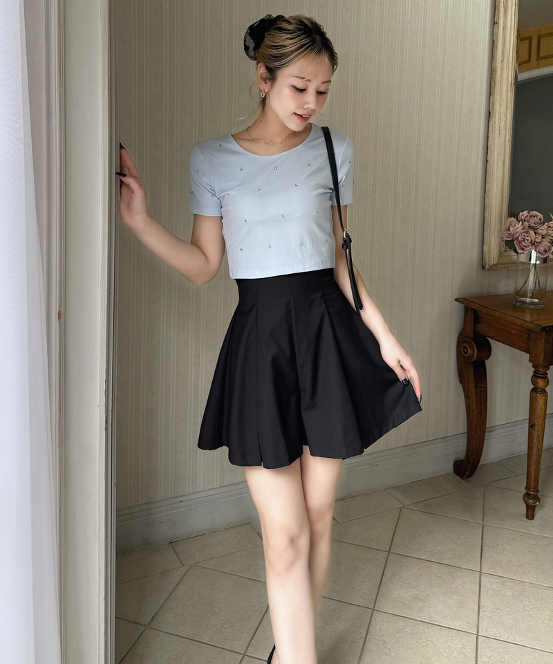 ハイウエストタックキュロット 詳細画像 ブラック 2