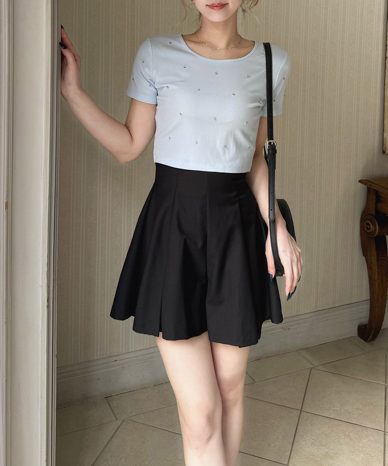 ハイウエストタックキュロット 詳細画像 ブラック 3