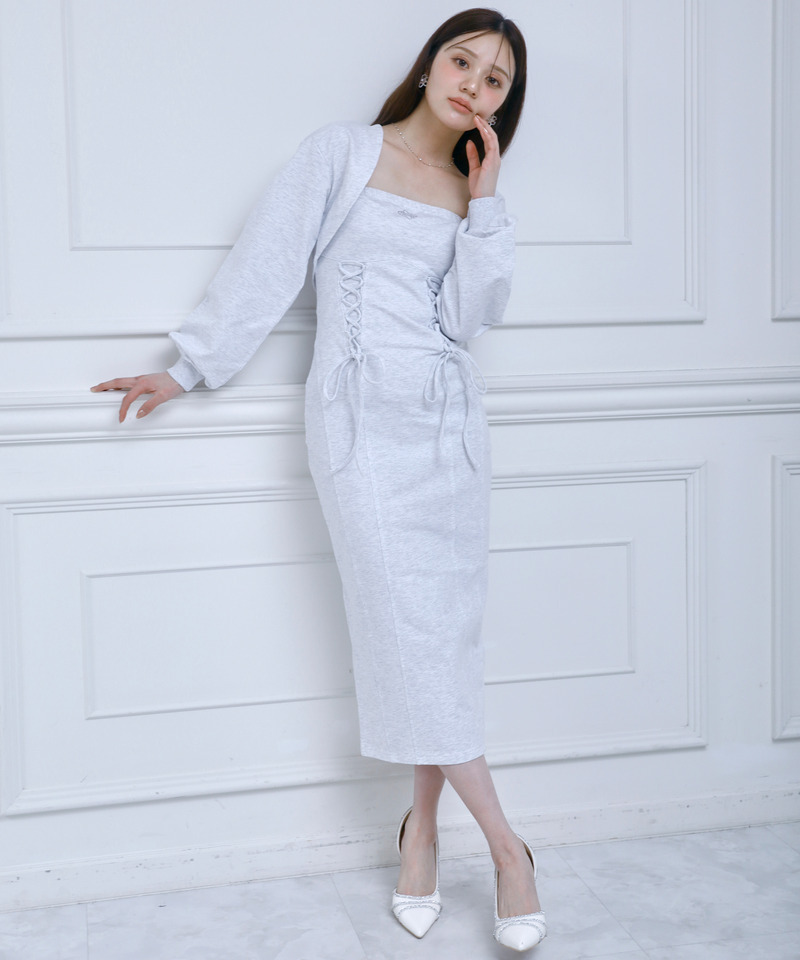 ベアタイトボレロアンサンブルワンピース 詳細画像 ライトグレー 1