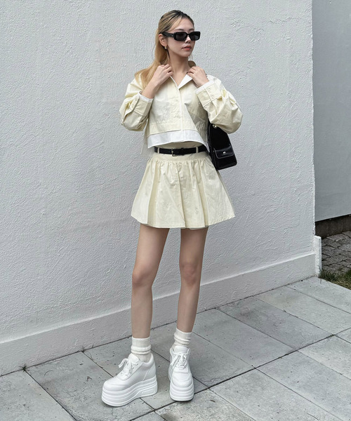 ベルト付フレアミニスカート