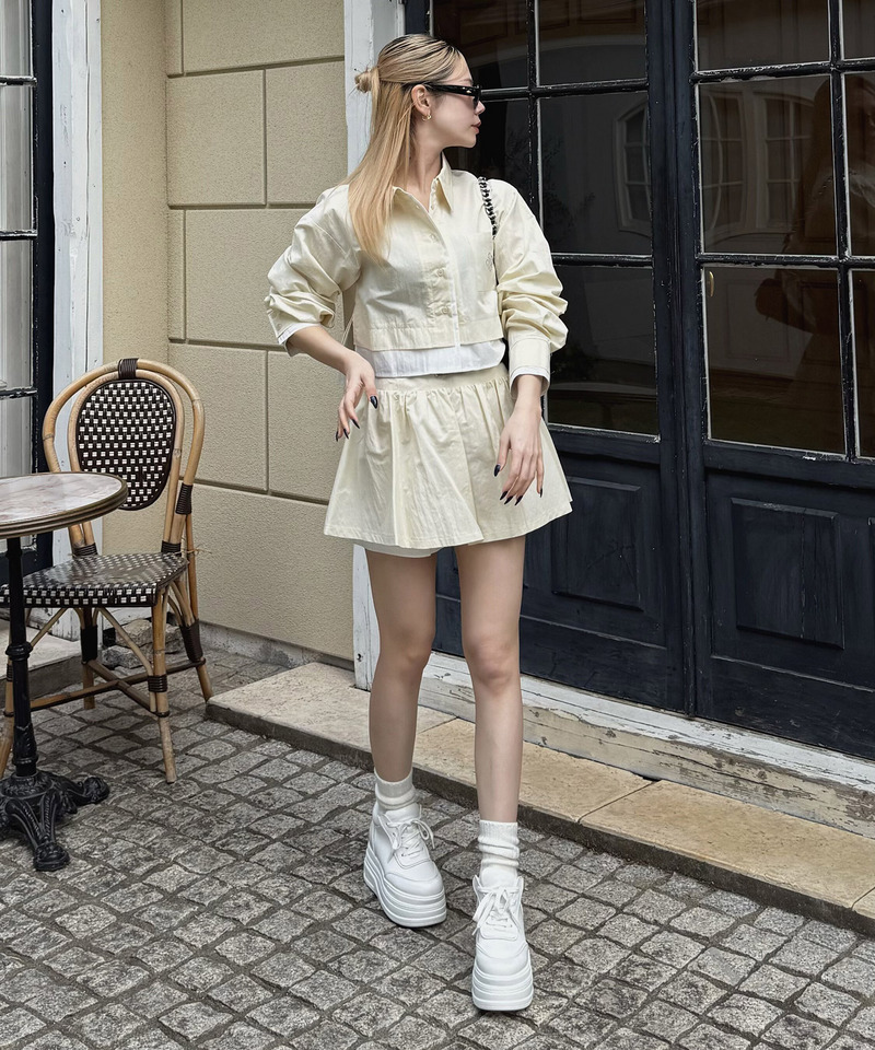 ベルト付フレアミニスカート 詳細画像 イエロー 4