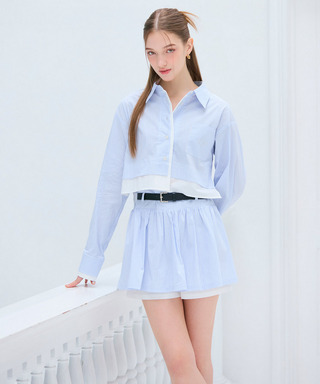 レイヤード風ショートシャツブラウス