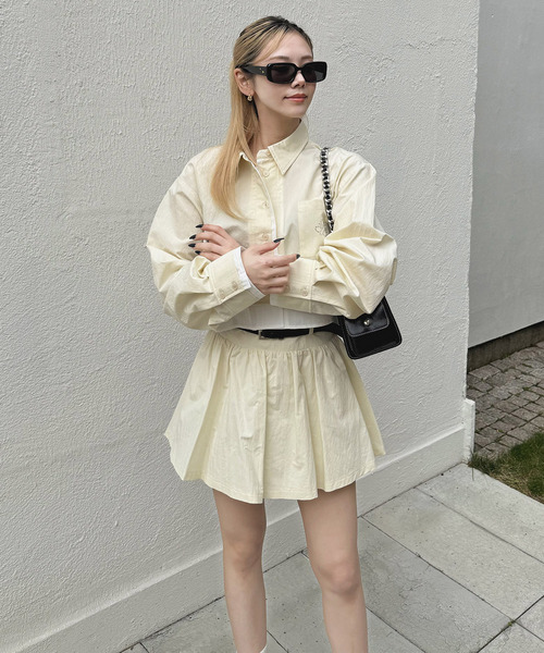 レイヤード風ショートシャツブラウス