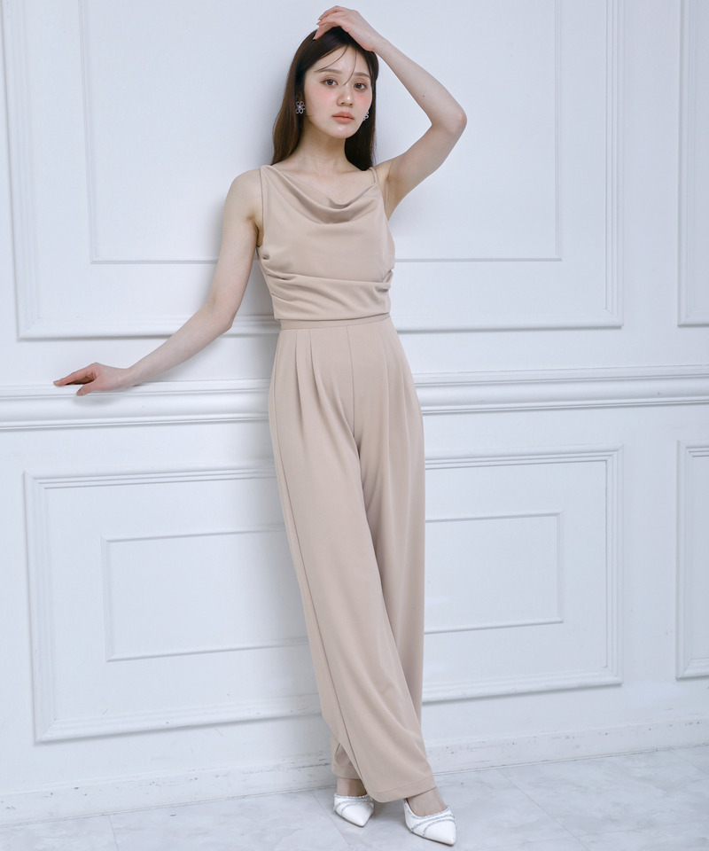 アシンメトリードレープオールインワン 詳細画像 ベージュ 1