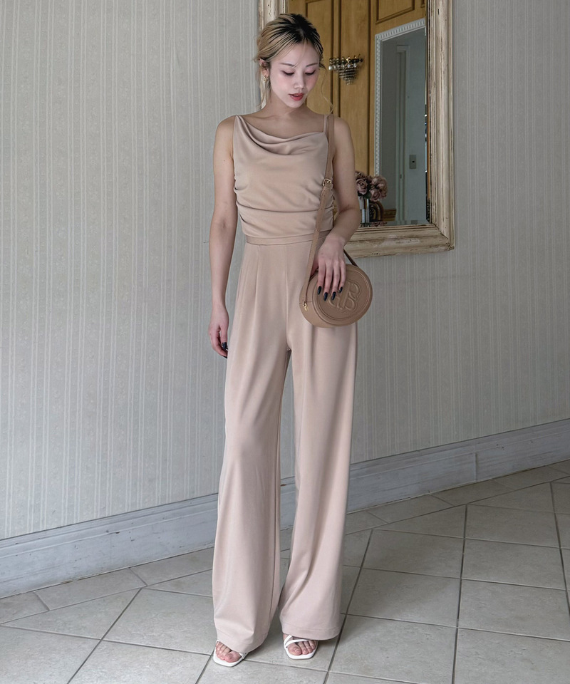 アシンメトリードレープオールインワン 詳細画像 ベージュ 2