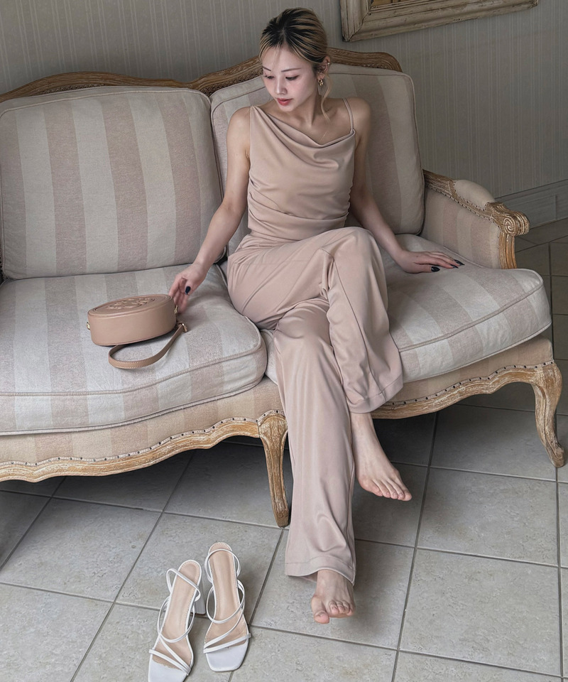 アシンメトリードレープオールインワン 詳細画像 ベージュ 3