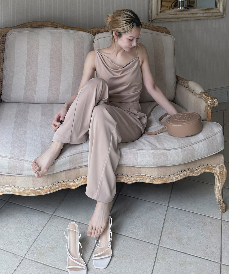 アシンメトリードレープオールインワン 詳細画像 ベージュ 4