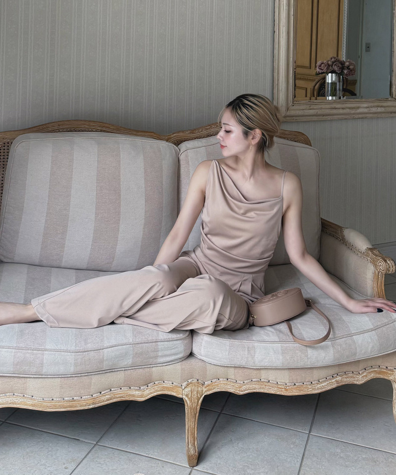 アシンメトリードレープオールインワン 詳細画像 ベージュ 5