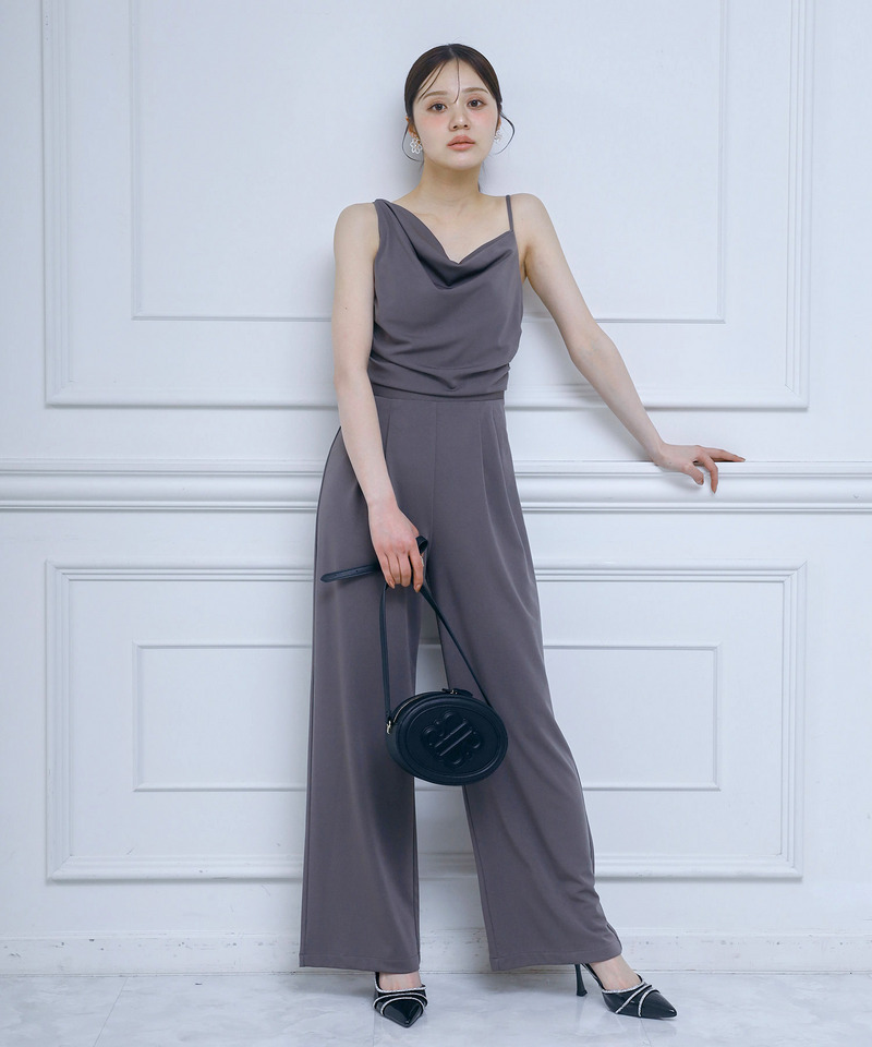 アシンメトリードレープオールインワン 詳細画像 グレー 1