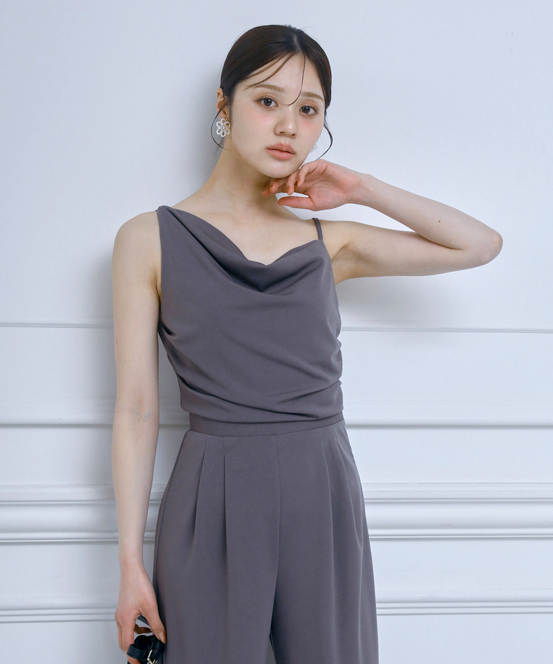 アシンメトリードレープオールインワン 詳細画像 グレー 2