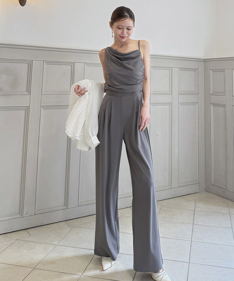 アシンメトリードレープオールインワン 詳細画像 グレー 4