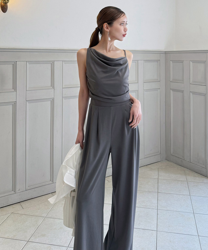 アシンメトリードレープオールインワン 詳細画像 グレー 5