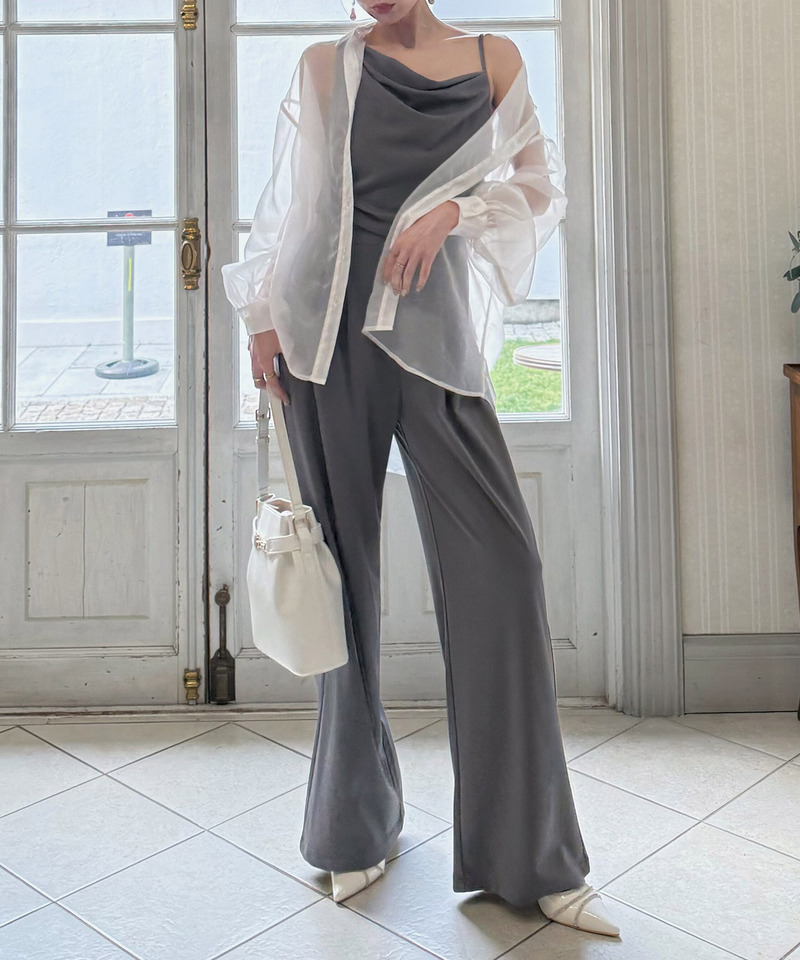 アシンメトリードレープオールインワン 詳細画像 グレー 7