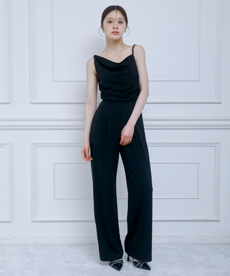 アシンメトリードレープオールインワン 詳細画像 ブラック 1