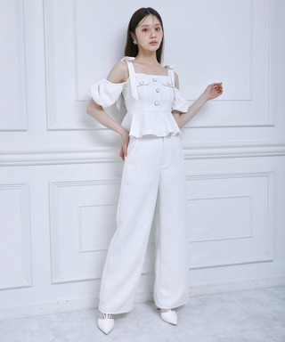 スパンコールツイードワイドパンツ