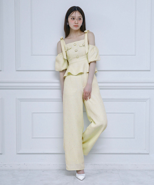 スパンコールツイードワイドパンツ 詳細画像