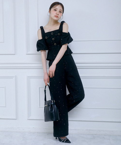 スパンコールツイードワイドパンツ 詳細画像