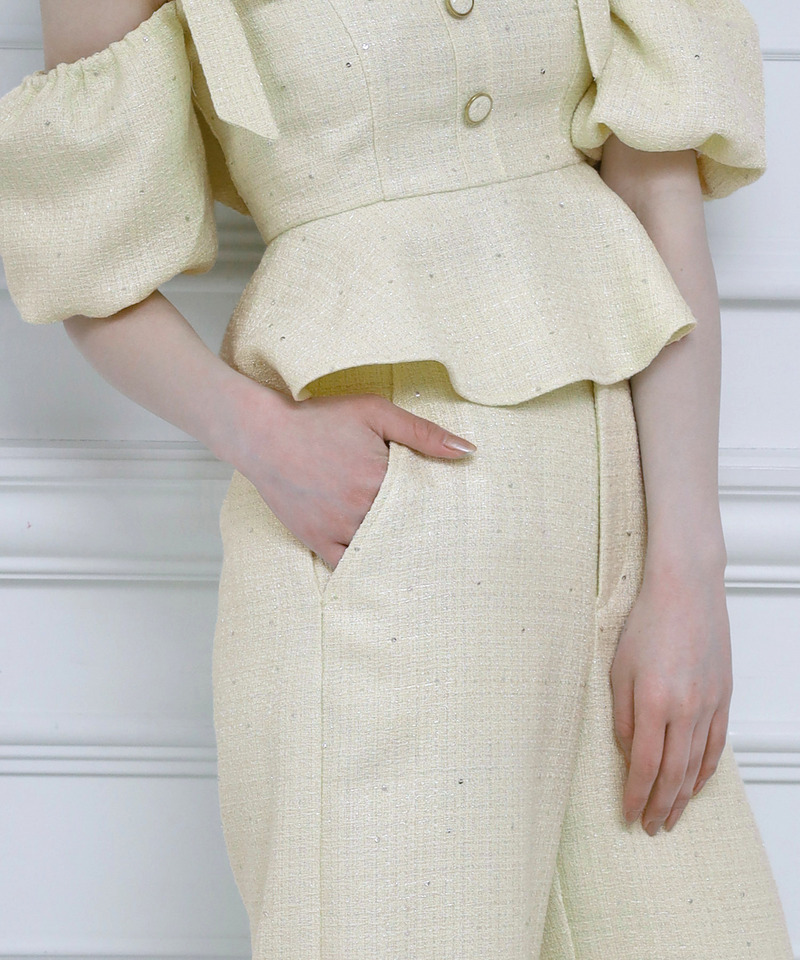 スパンコールツイードワイドパンツ 詳細画像 イエロー 2