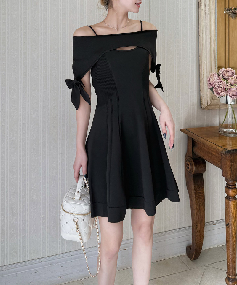 ケープ付ミニフレアワンピース 詳細画像 ブラック 2