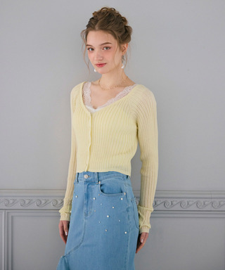 many wayシアーニットカーディガン