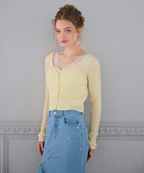 many wayシアーニットカーディガン