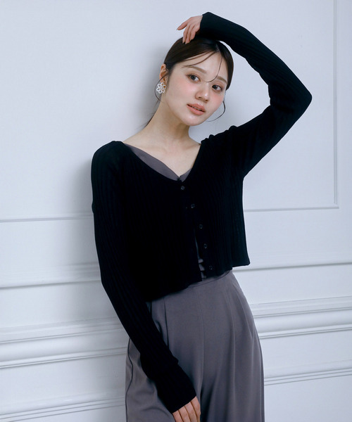 many wayシアーニットカーディガン