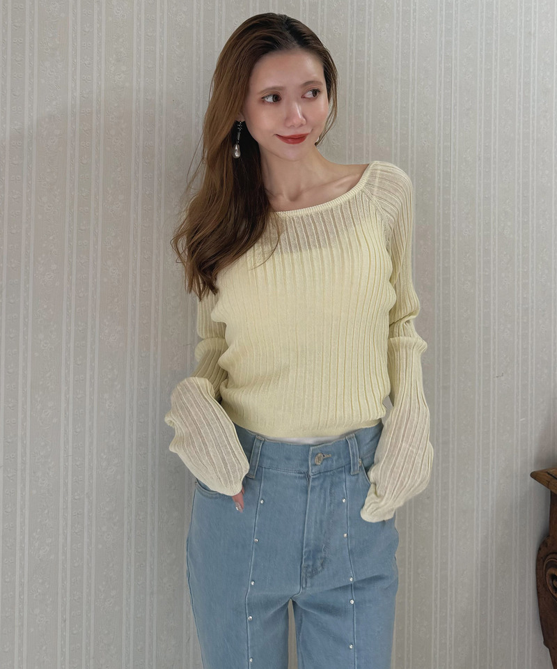 many wayシアーニットカーディガン 詳細画像 イエロー 2