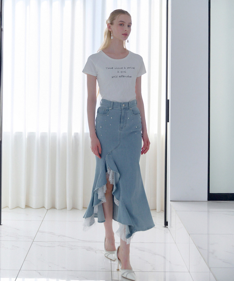 レース重ねプリントロゴTシャツ 詳細画像 オフホワイト 4