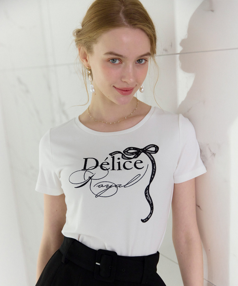 ロゴ刺しゅうレースリボンTシャツ 詳細画像 オフホワイト 5
