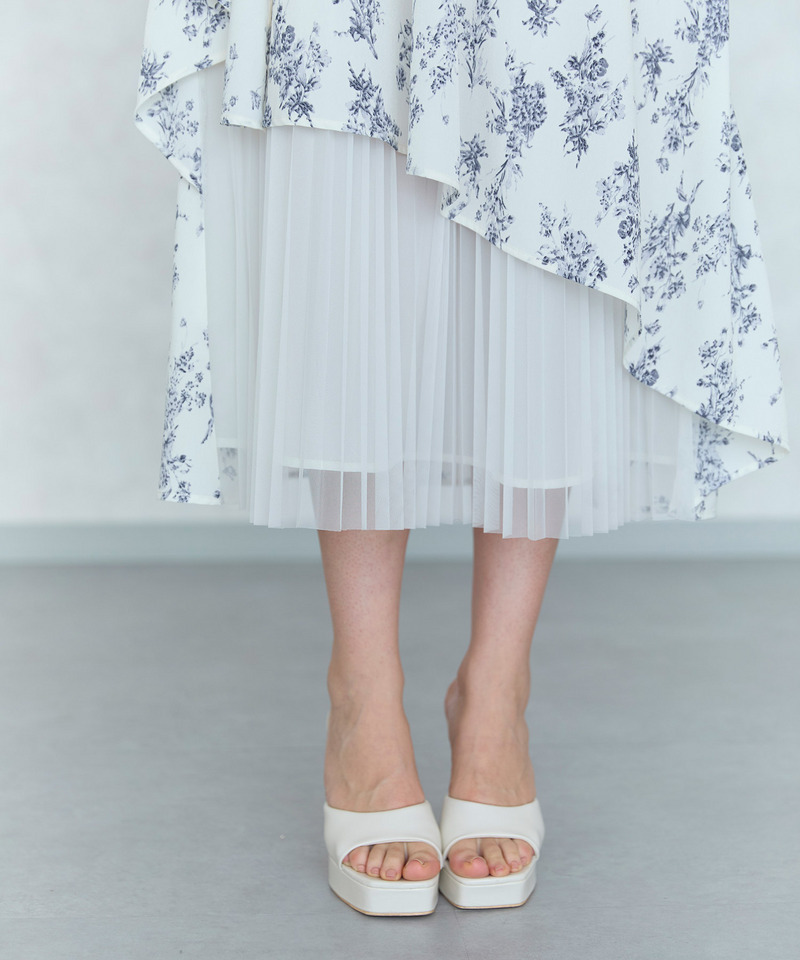 シアープリーツドッキングフラワーシャツワンピース 詳細画像 オフホワイト 4