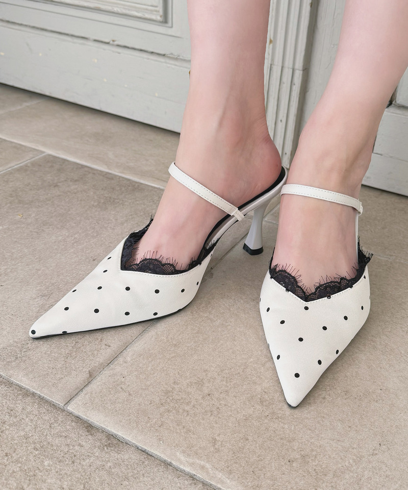 レーストリミングドットミュール 詳細画像 オフホワイト 3