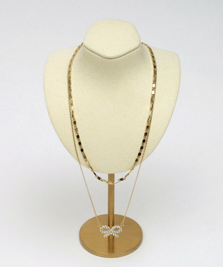 ビジューリボン2連ネックレス