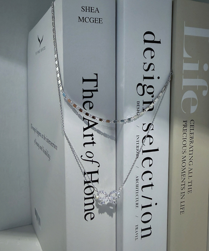 ビジューリボン2連ネックレス 詳細画像 シルバー 2