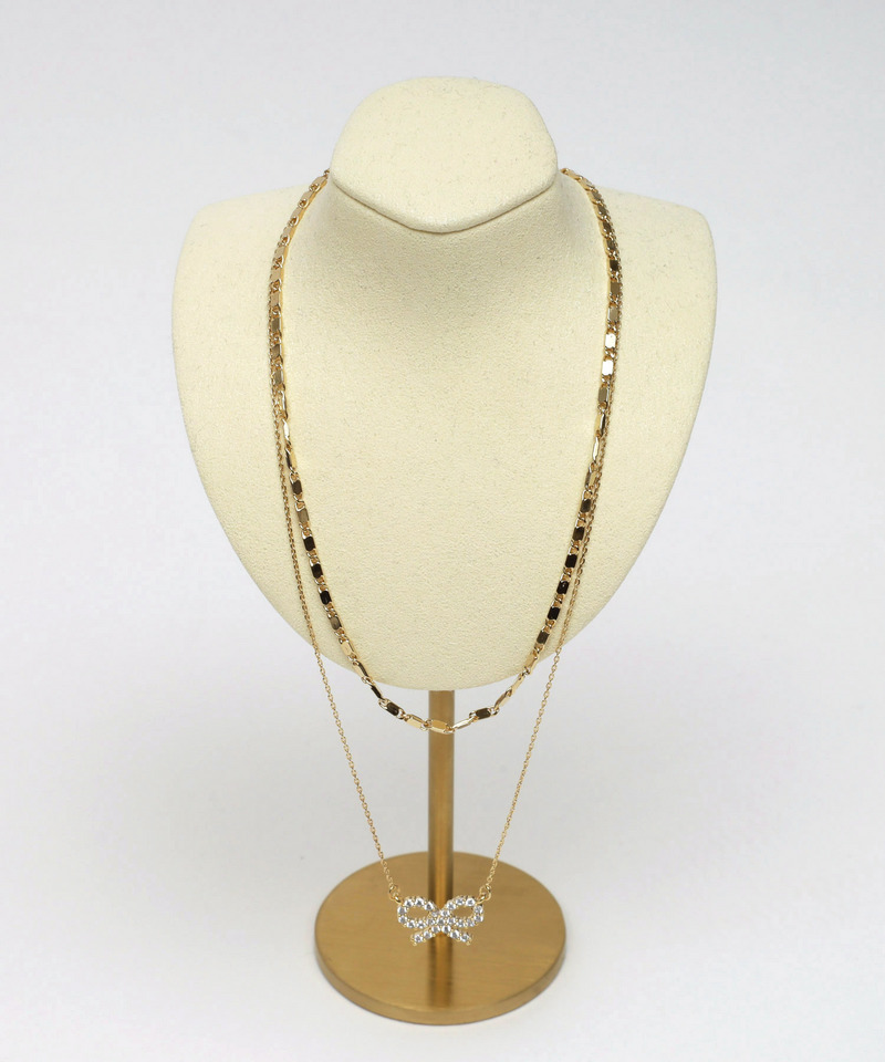 ビジューリボン2連ネックレス 詳細画像 ゴールド 1