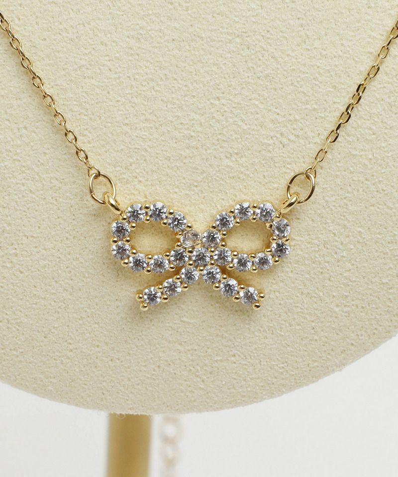 ビジューリボン2連ネックレス 詳細画像 ゴールド 2